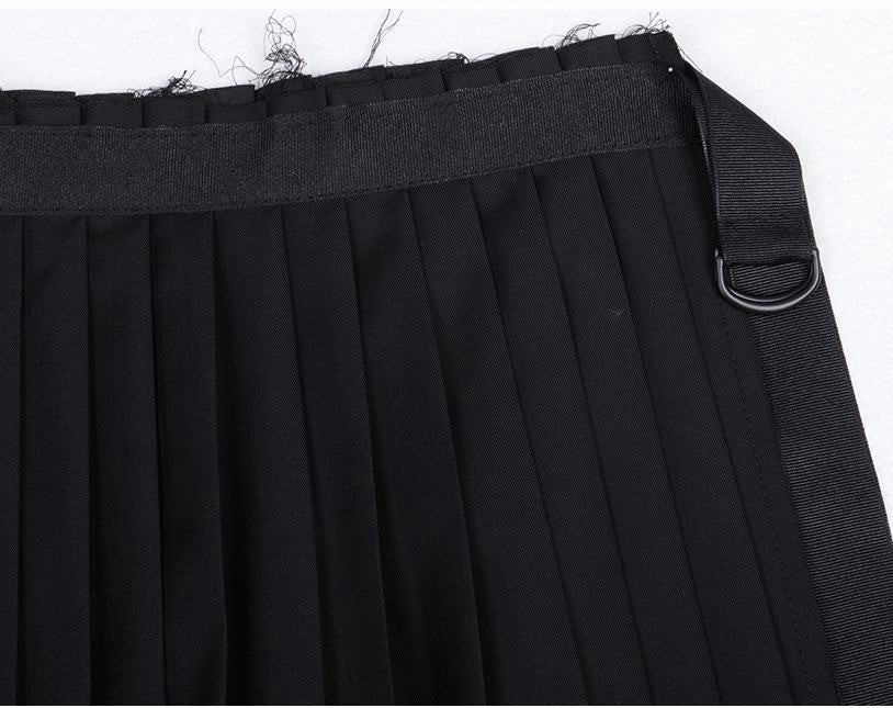 Dark Black Essentials Pleats Wrap Long Skirt // Pleated Skirt Mens / Wear it with Drop Crotch Pants - Ofelya Boutique