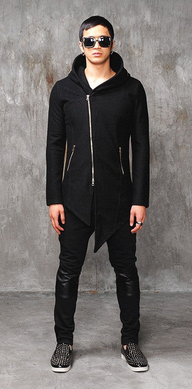 Faux Leather Paneled  Knee Gold and Silver ZipperJogger Leg Mens Slim Biker Jersey Sweatpants - Ofelya Boutique