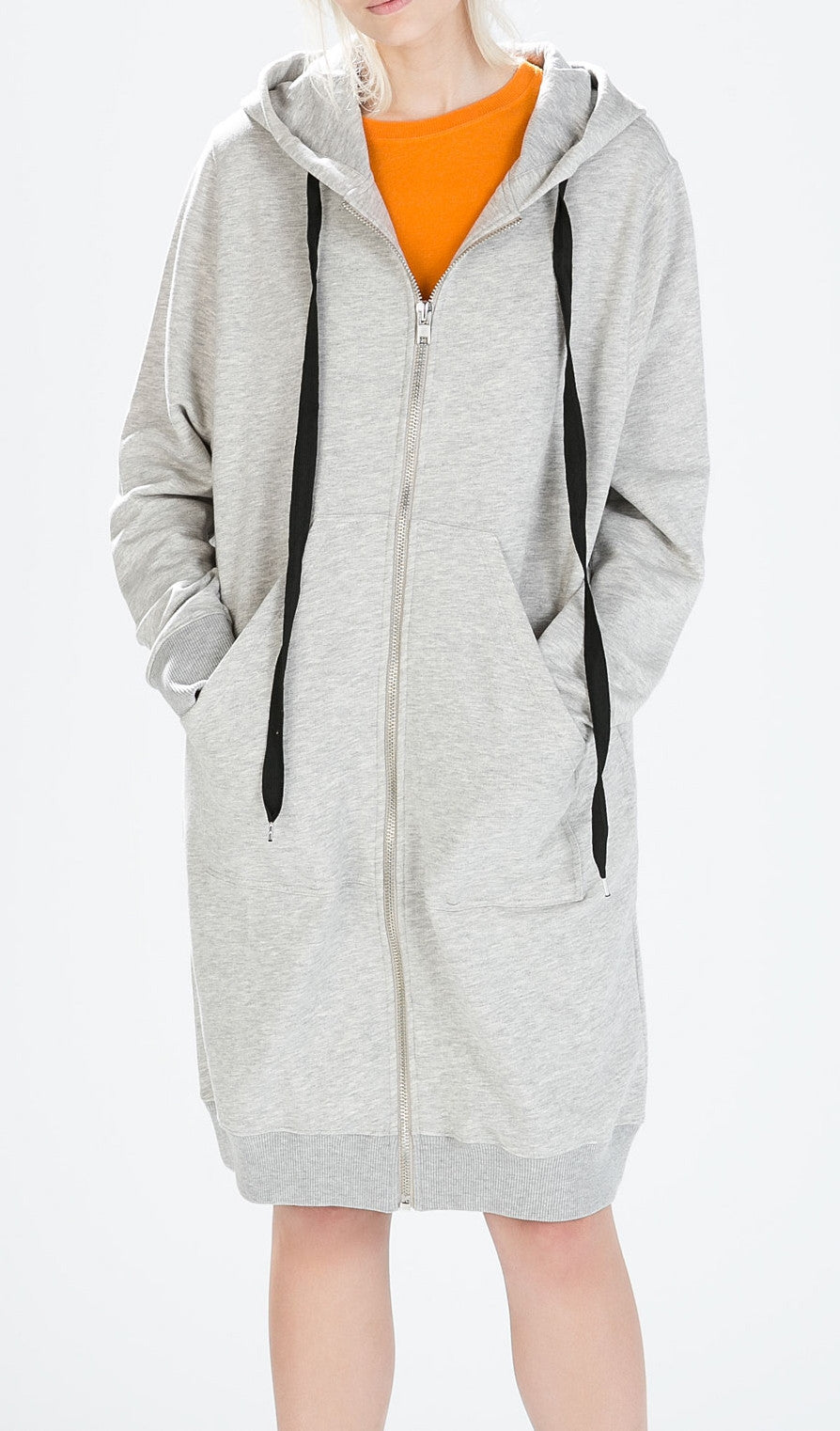 Gray Long Sweatshirt Overlong Oversized Essential Hoodie - Ofelya Boutique