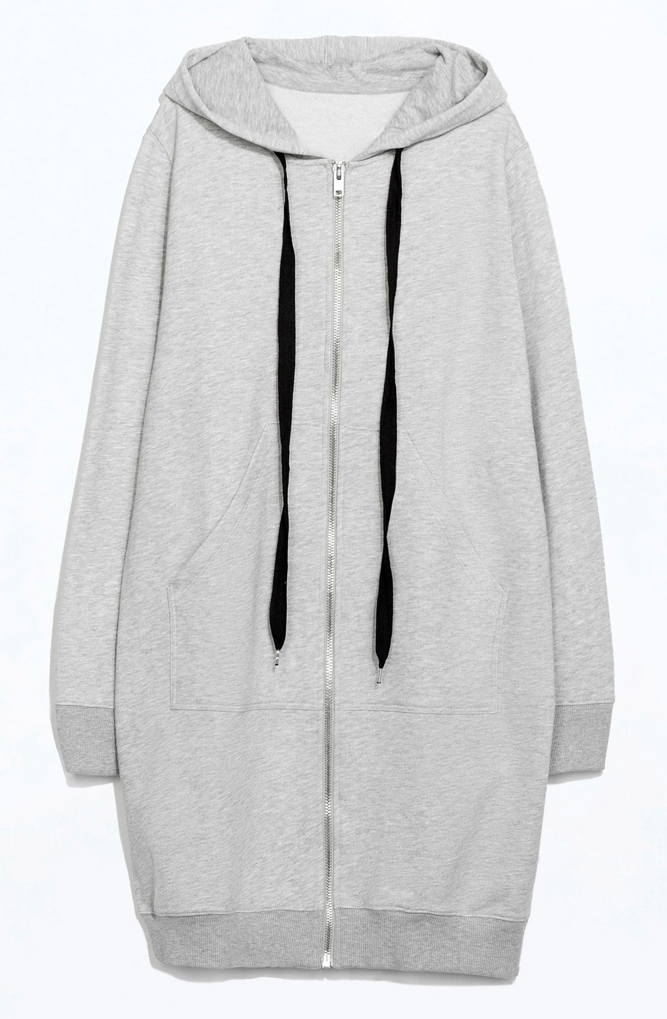 Gray Long Sweatshirt Overlong Oversized Essential Hoodie - Ofelya Boutique