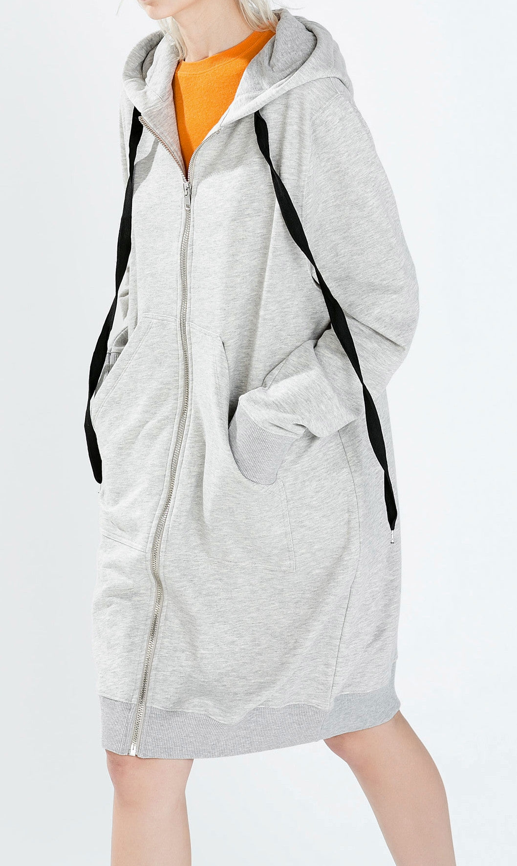 Gray Long Sweatshirt Overlong Oversized Essential Hoodie - Ofelya Boutique