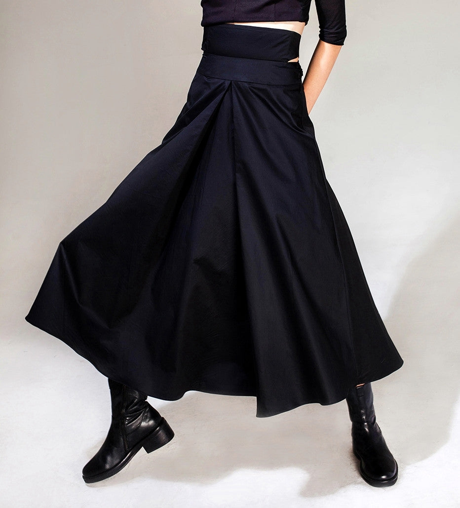 Avan-Garde Loose fitting Wide Leg Japanese Style Asymmetrical High Waist Bandage Skirt Trouser - Ofelya Boutique