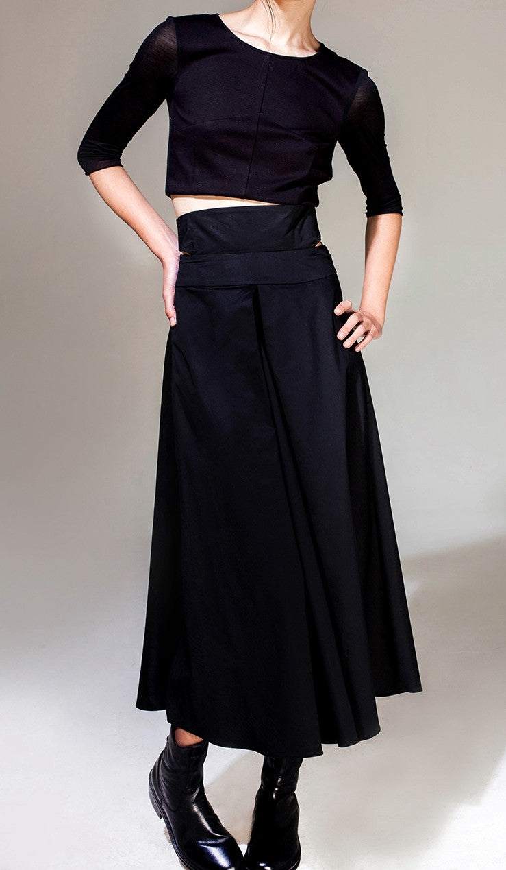 Avan-Garde Loose fitting Wide Leg Japanese Style Asymmetrical High Waist Bandage Skirt Trouser - Ofelya Boutique