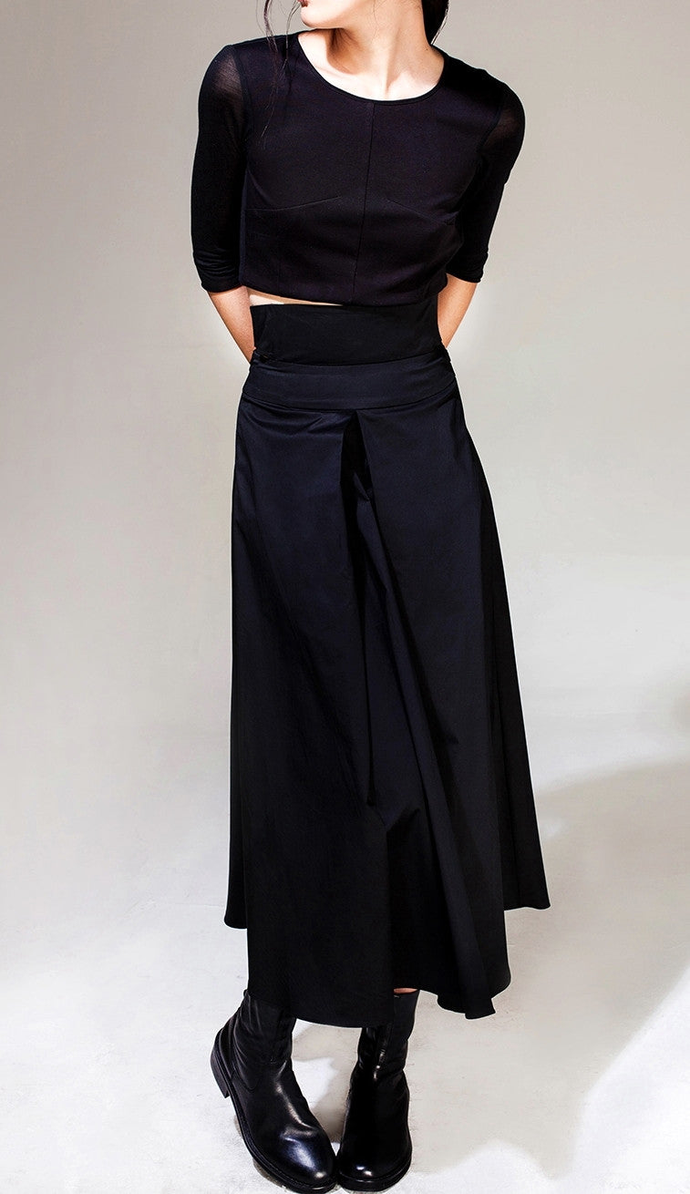 Avan-Garde Loose fitting Wide Leg Japanese Style Asymmetrical High Waist Bandage Skirt Trouser - Ofelya Boutique