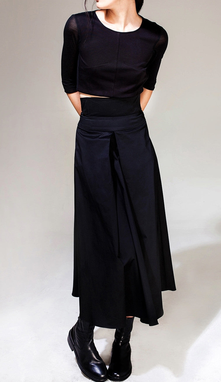 Avan-Garde Loose fitting Wide Leg Japanese Style Asymmetrical High Waist Bandage Skirt Trouser