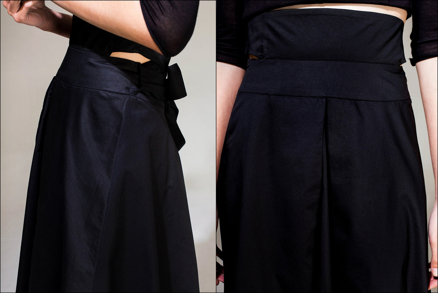 Avan-Garde Loose fitting Wide Leg Japanese Style Asymmetrical High Waist Bandage Skirt Trouser - Ofelya Boutique