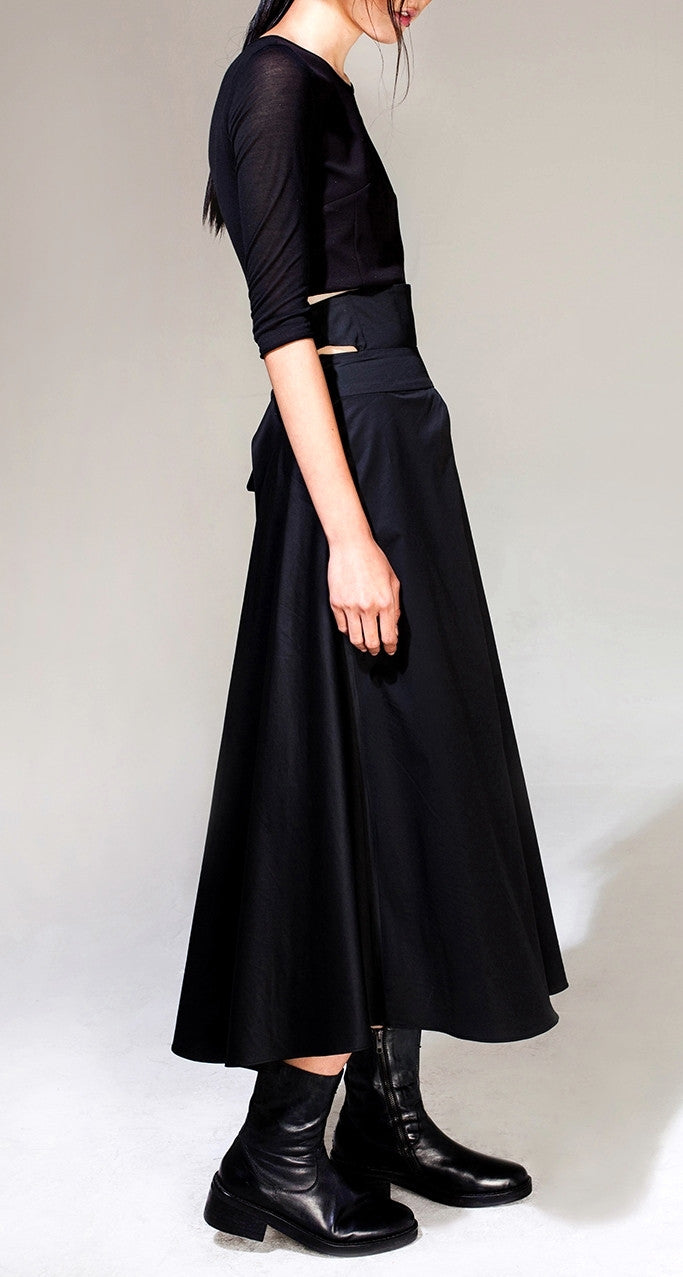 Avan-Garde Loose fitting Wide Leg Japanese Style Asymmetrical High Waist Bandage Skirt Trouser - Ofelya Boutique