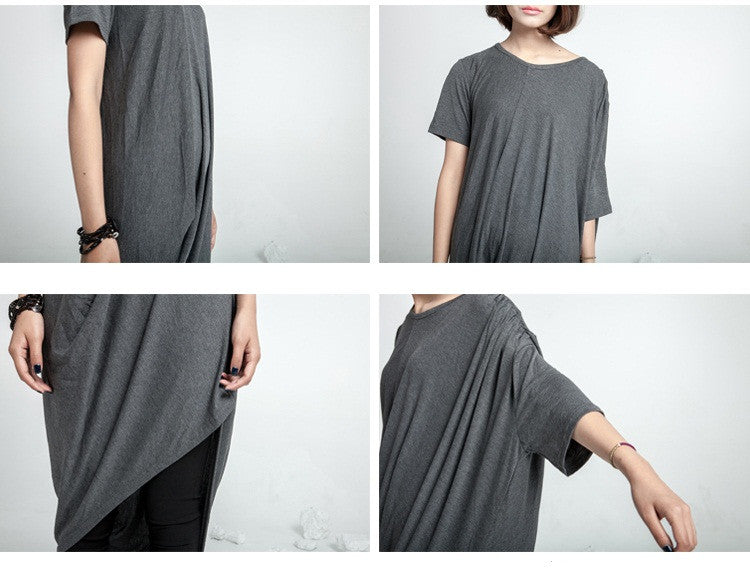 Asymmetrical Draped Viscose Cotton Ann Original Design Retro Silhouette Deconstruction Design Dress Tunic - Ofelya Boutique