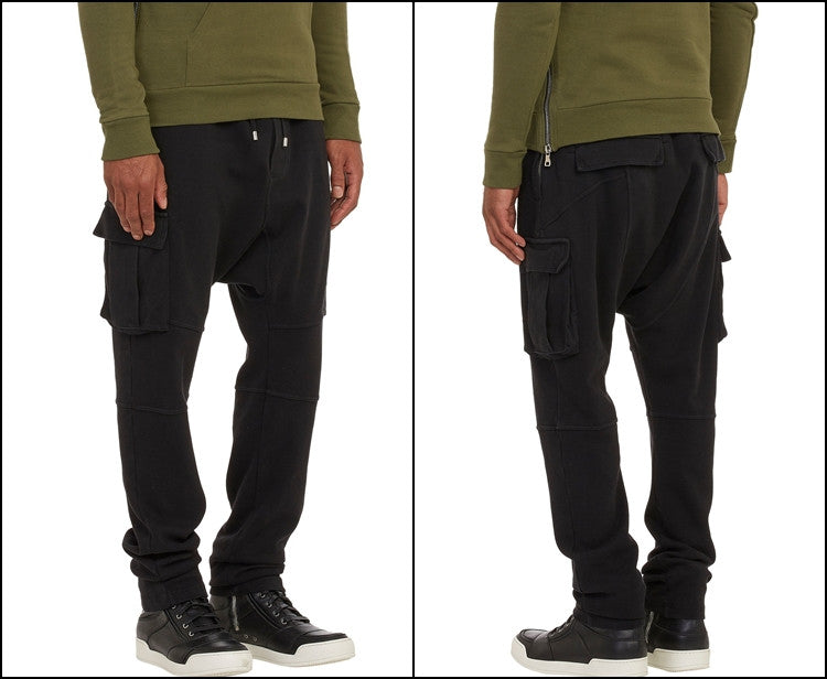 Biker Moto Drop Crotch Cargo Jogger / Loose Harem Pants - Ofelya Boutique