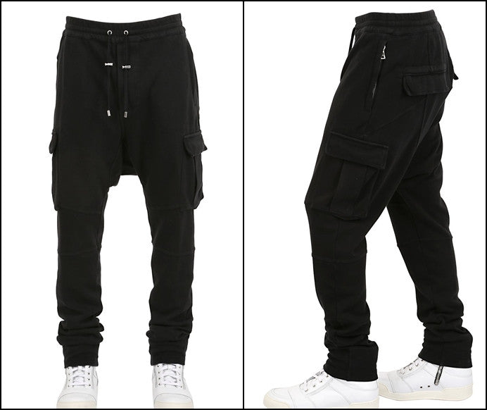 Biker Moto Drop Crotch Cargo Jogger / Loose Harem Pants - Ofelya Boutique