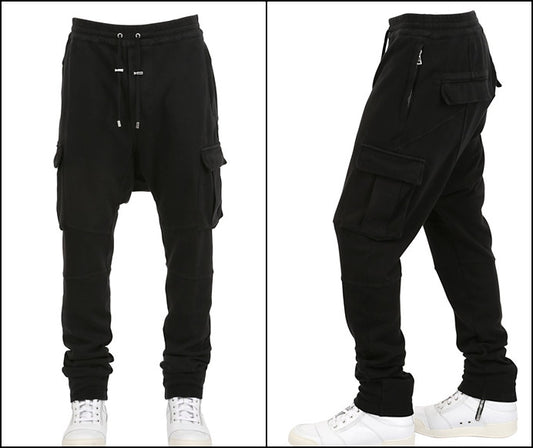 Biker Moto Drop Crotch Cargo Jogger / Loose Harem Pants - Ofelya Boutique