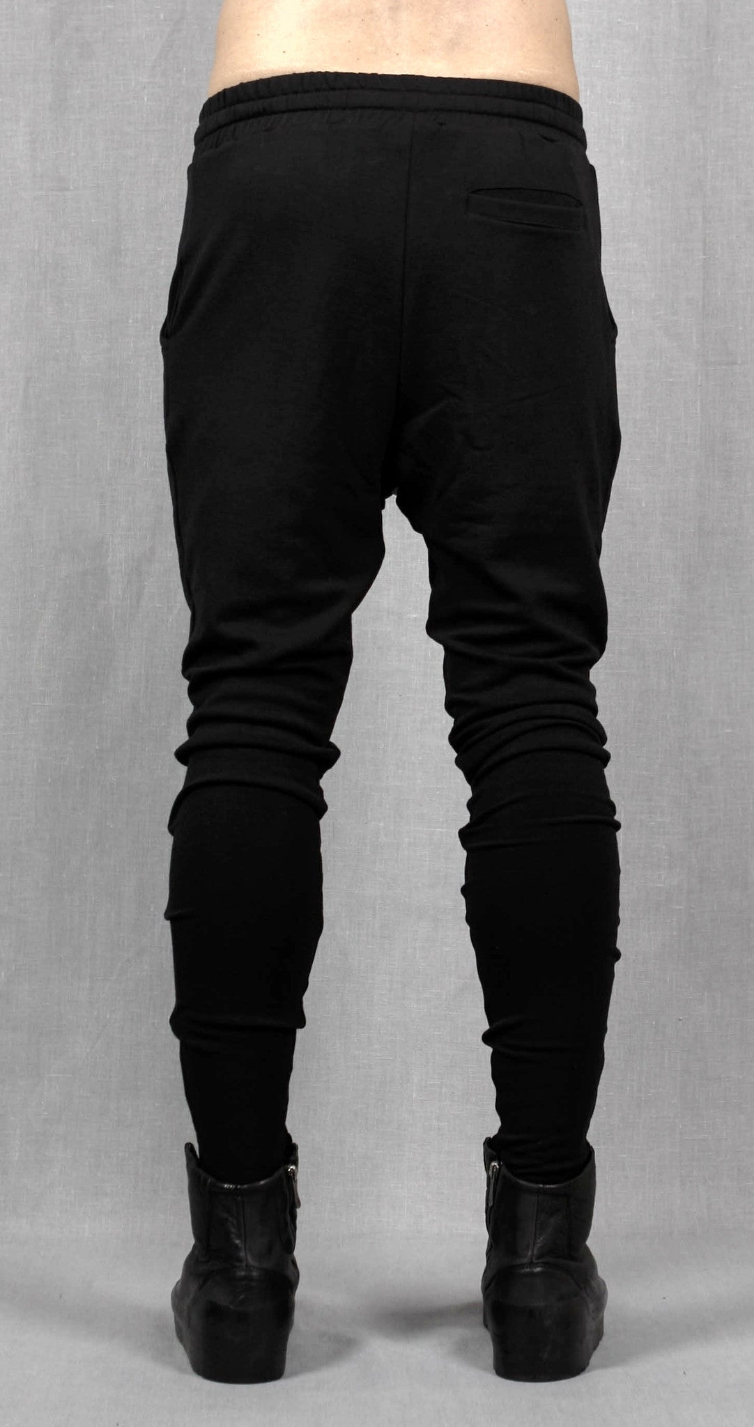 Drop Crotch Detachable Front Cotton Jersey Pants Harem Pants / Casual Black Cargo - Ofelya Boutique
