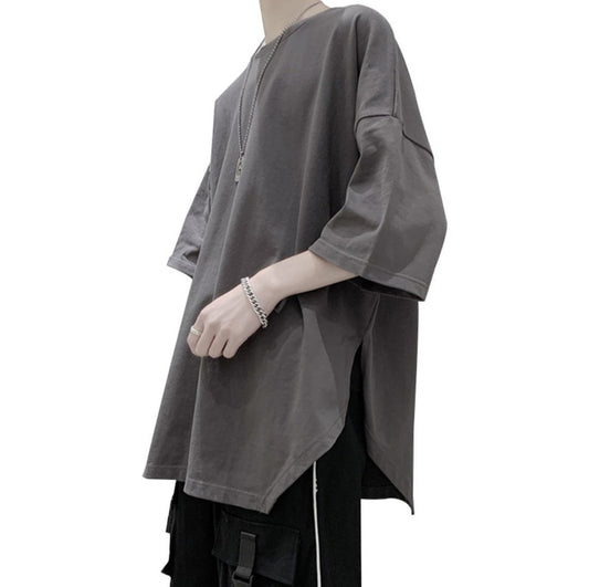 Men's Short-Sleeved Asymmetric Cut Long T-shirts