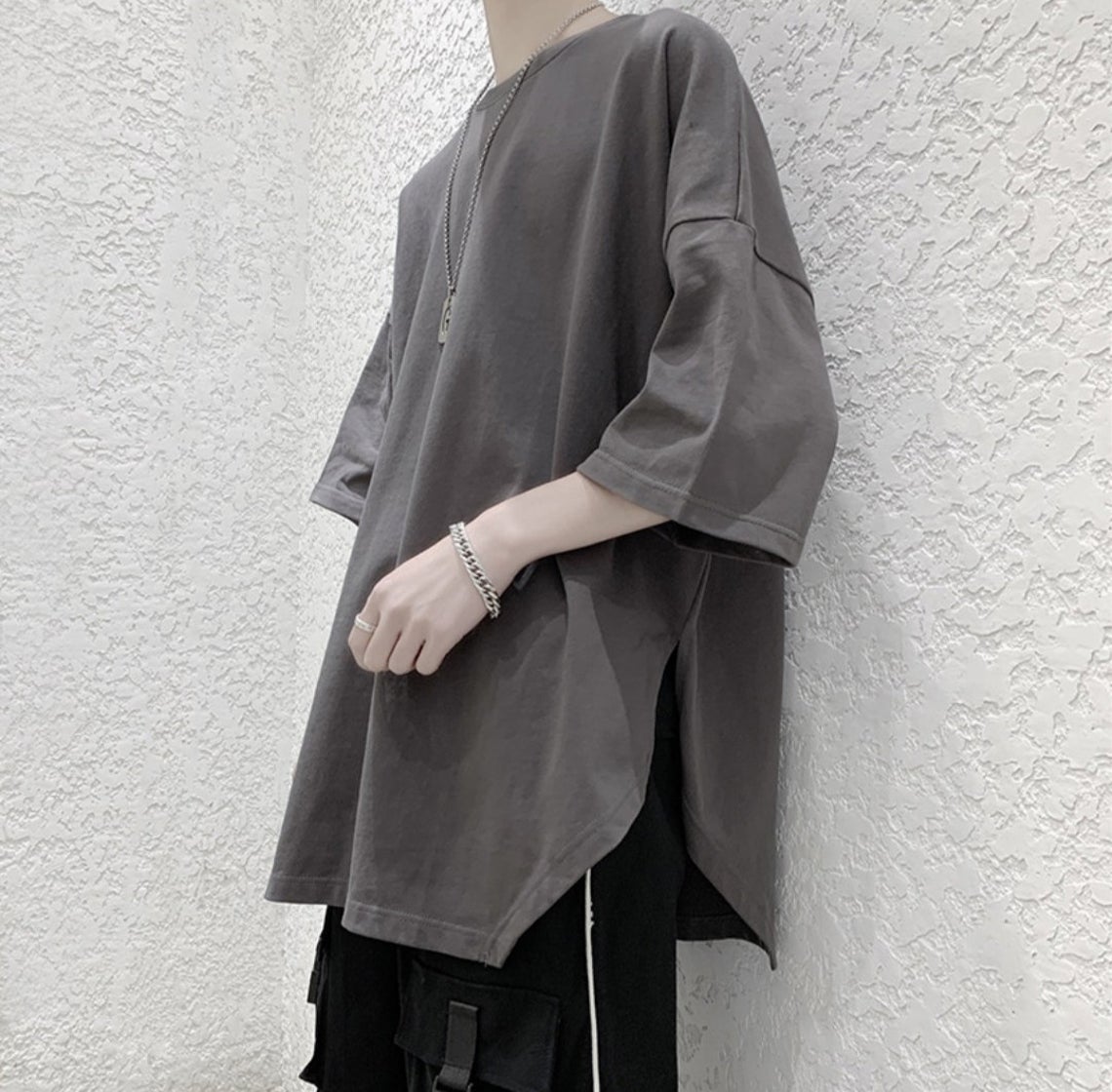 Men's Short-Sleeved Asymmetric Cut Long T-shirts