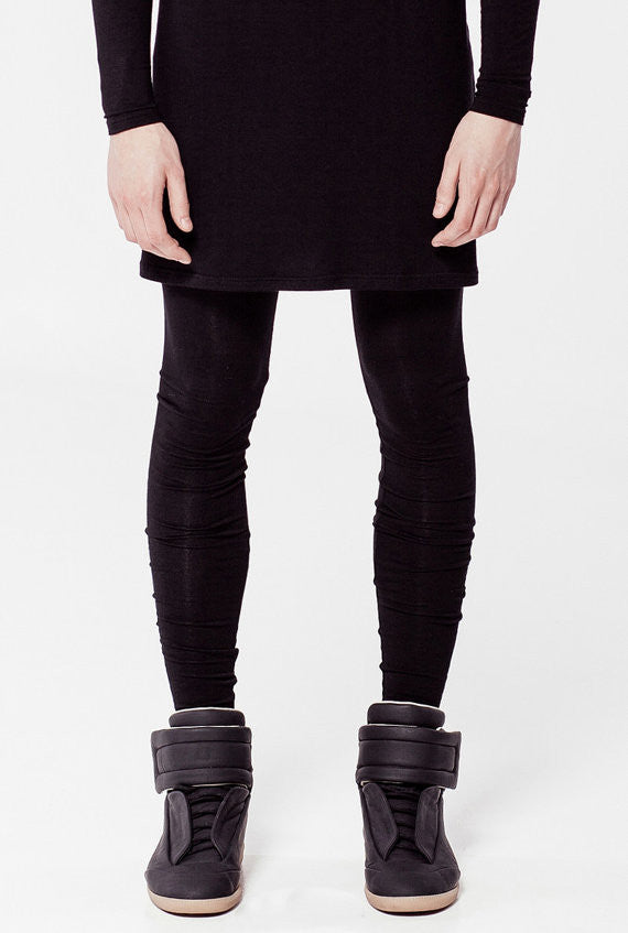 Black Jersey Cotton Leggings Under Joggers For Men &Women - Ofelya Boutique