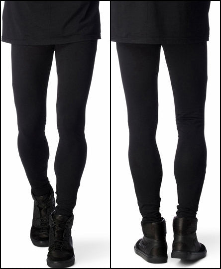 Black Jersey Cotton Leggings Under Joggers For Men &Women - Ofelya Boutique