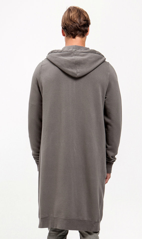 Men's Overlong Extended Sweatshirt Long Sleeve Zippered Front Hoodie - Ofelya Boutique