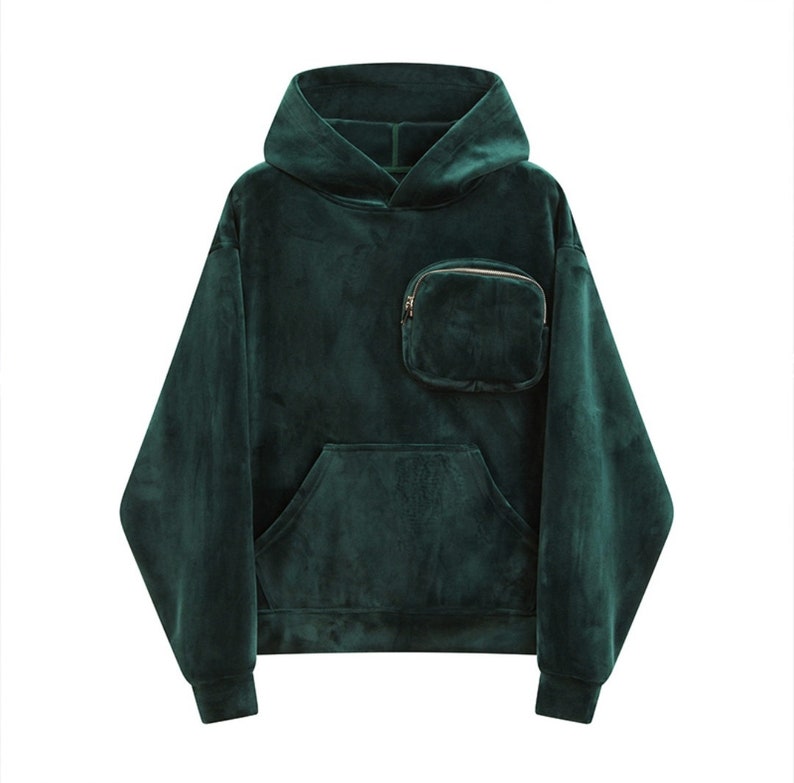 Men's Premium Silky Velour Oversized Chest Pocket Hoodie