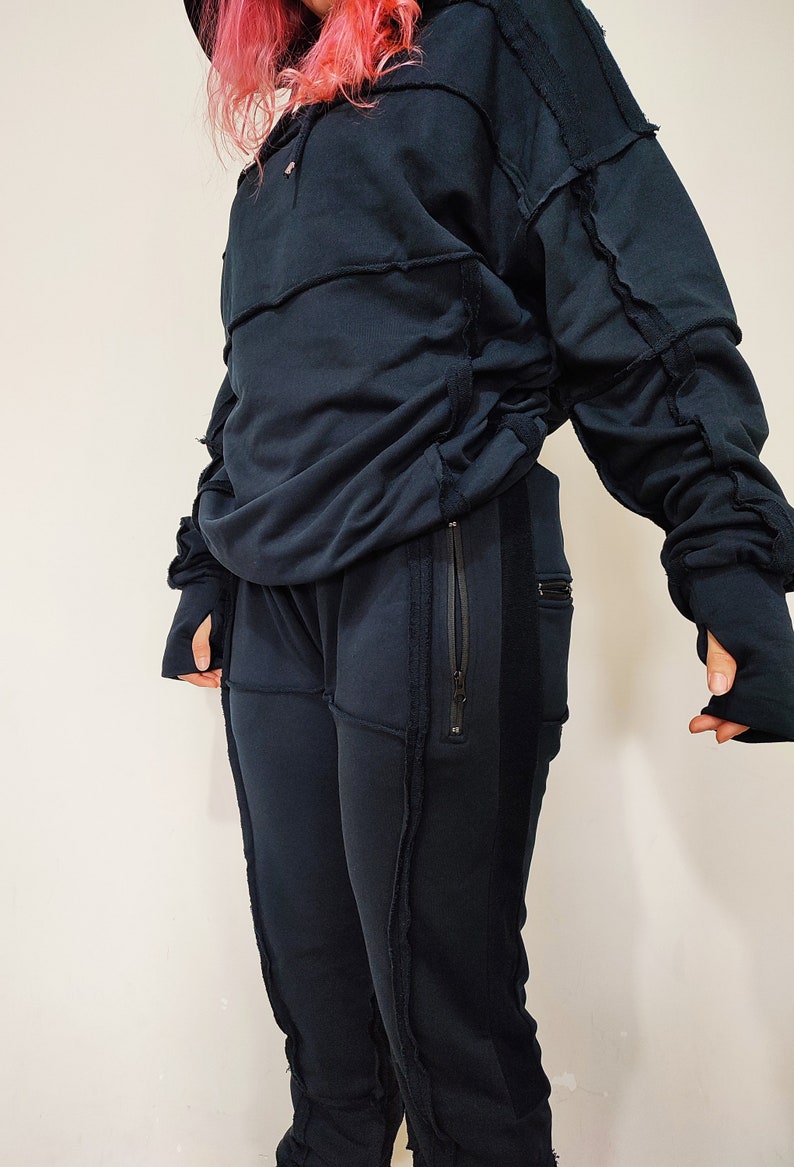 Men's Ribbing Detail Jogging Suit and Hoodie SET / Oversized Fit -BB285