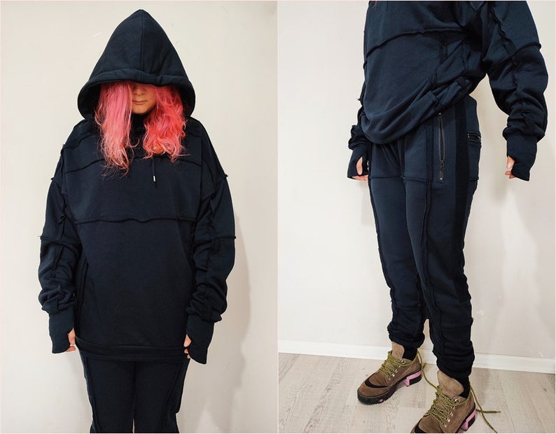Men's Ribbing Detail Jogging Suit and Hoodie SET / Oversized Fit -BB285