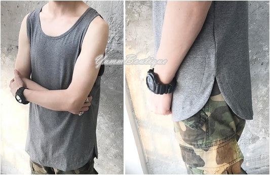 XS-6XL Essential Singlet Tank Extended Silky Long Tank Top Back Long Viscose Cotton - Ofelya Boutique