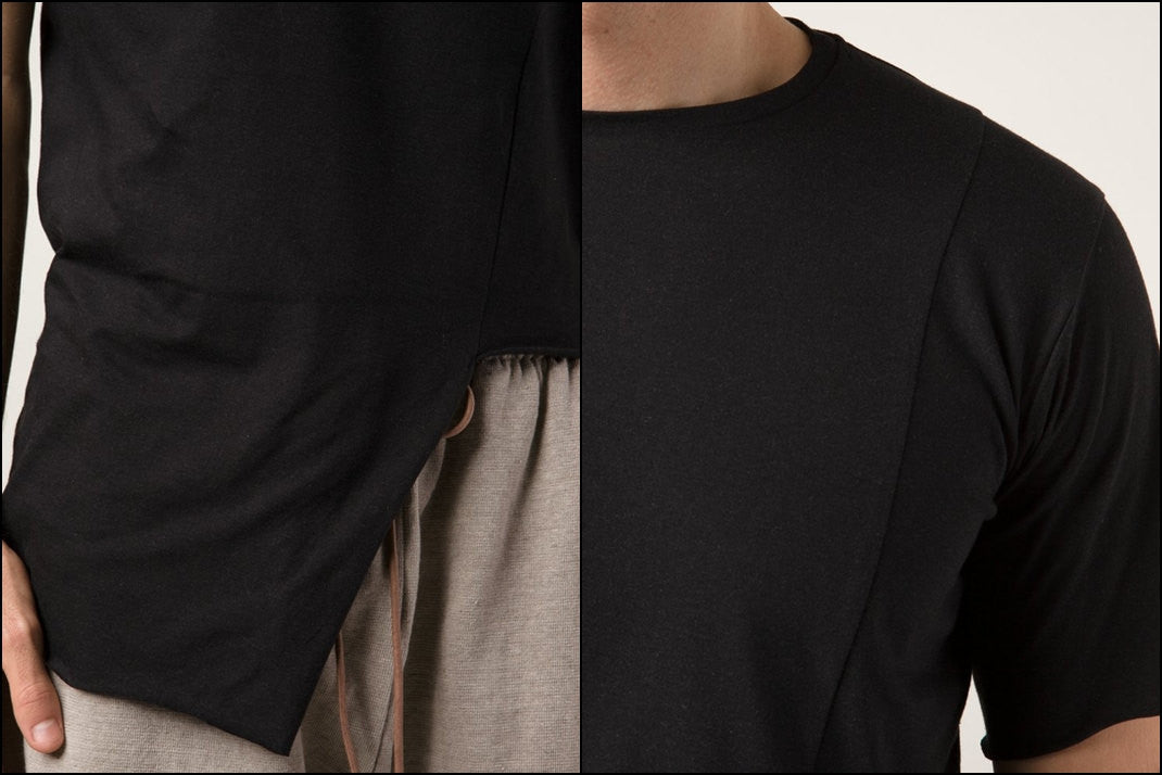 Asymmetric Viscose Cotton Tee Varsity Short Sleeve Tshirt - Ofelya Boutique