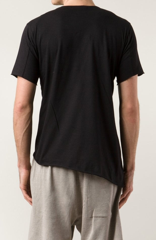 Asymmetric Viscose Cotton Tee Varsity Short Sleeve Tshirt - Ofelya Boutique