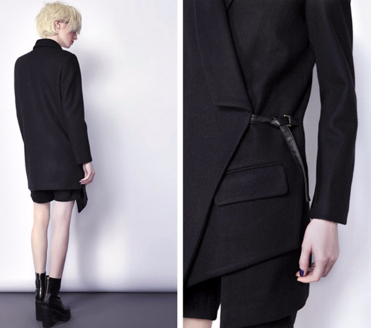 Avant Garde Dark Wool Irregular Cut Women Coat Jacket  Exclusively Ours! - Ofelya Boutique