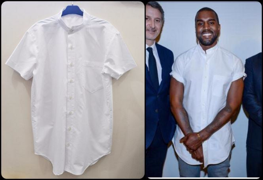 Men's Overlong Oxford Cotton Short Sleeve KW Style Shirt - Ofelya Boutique