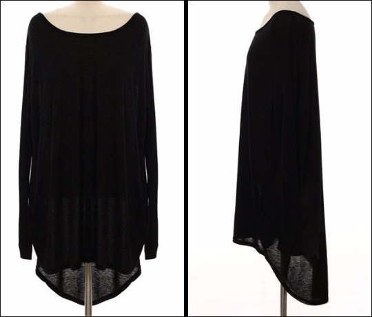 Oversized Viscose Cotton Nude Dip-Back Top Long Sleeve T-Shirt for women - Ofelya Boutique