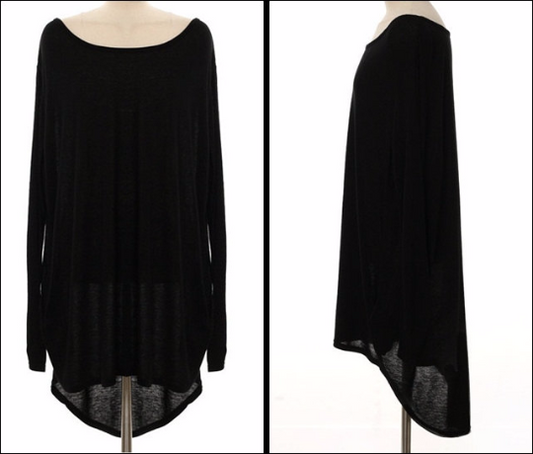 Oversized Viscose Cotton Nude Dip-Back Top Long Sleeve T-Shirt for women - Ofelya Boutique