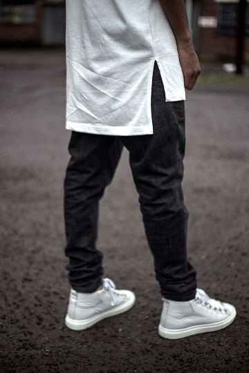 Men Extended Essential Short Sleeve Back Long Tee - 90cm - Ofelya Boutique