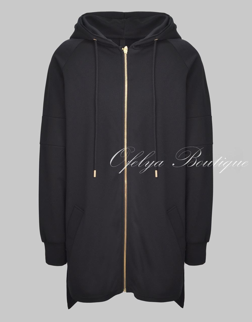 Men Raglan Sleeve Mega Extended Back Long Essential Jersey Drop Hoodie - Ofelya Boutique