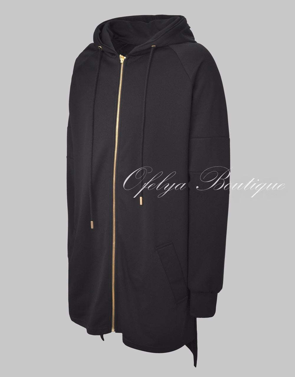 Men Raglan Sleeve Mega Extended Back Long Essential Jersey Drop Hoodie - Ofelya Boutique