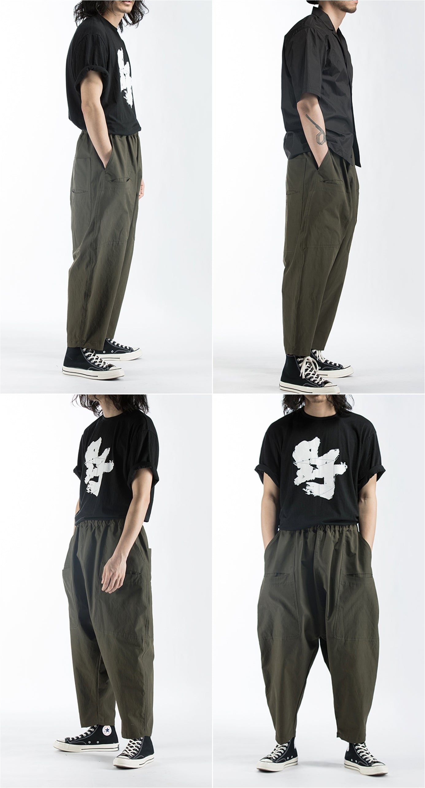 Men's Sarouel Wide Leg Trousers Japanese - Ofelya Boutique