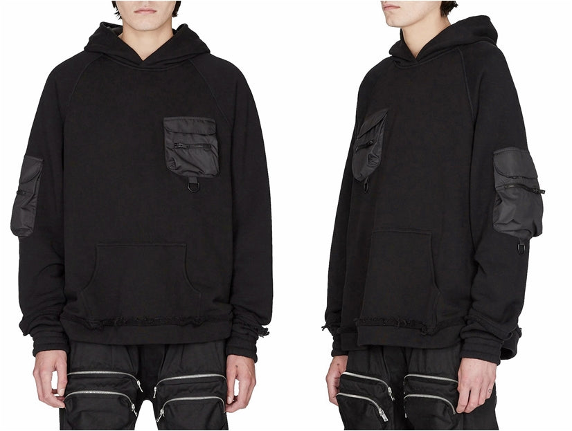 Men Techwear Military Oversized Hoodie with Tactical Sleeve