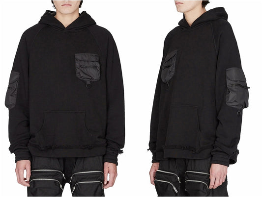 Men Techwear Military Oversized Hoodie with Tactical Sleeve