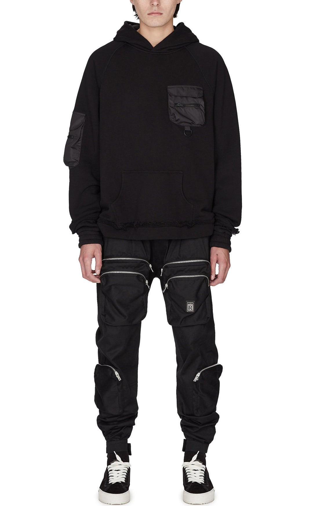 Men Techwear Military Oversized Hoodie with Tactical Sleeve
