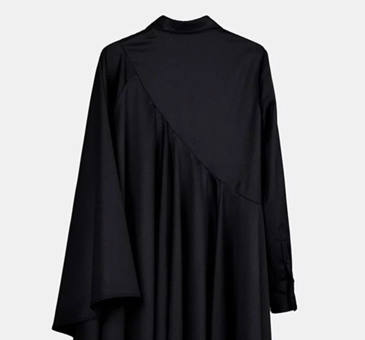 Bat Sleeve Loose Fit Cape-Style Blouse Shirt Asymmetrical pleated Skirt Dress Tunic - Ofelya Boutique