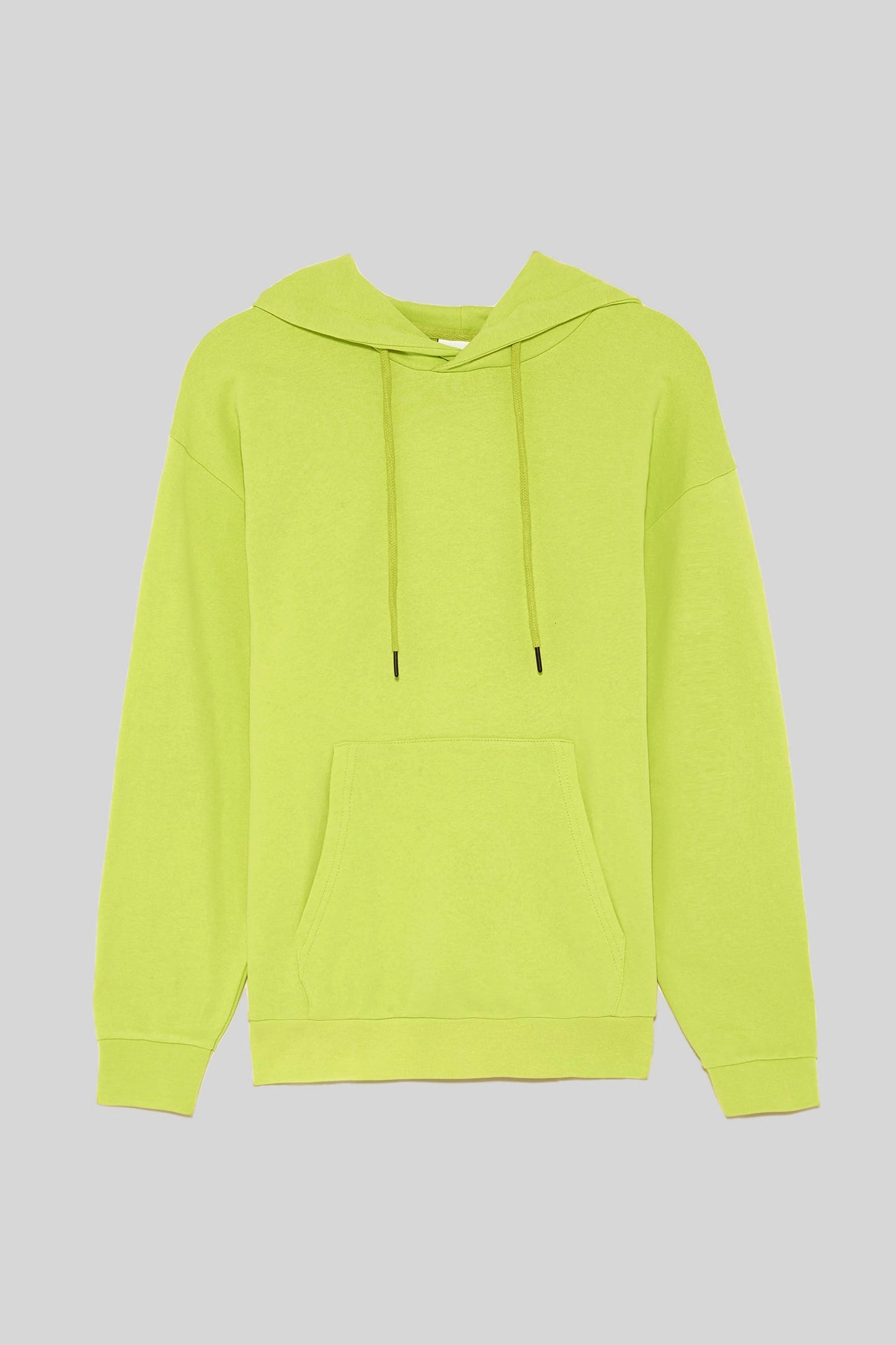 Neon Yellow Streetwear Men Long Sleeve Patch Outpocket Hoodie / Gym Oversized