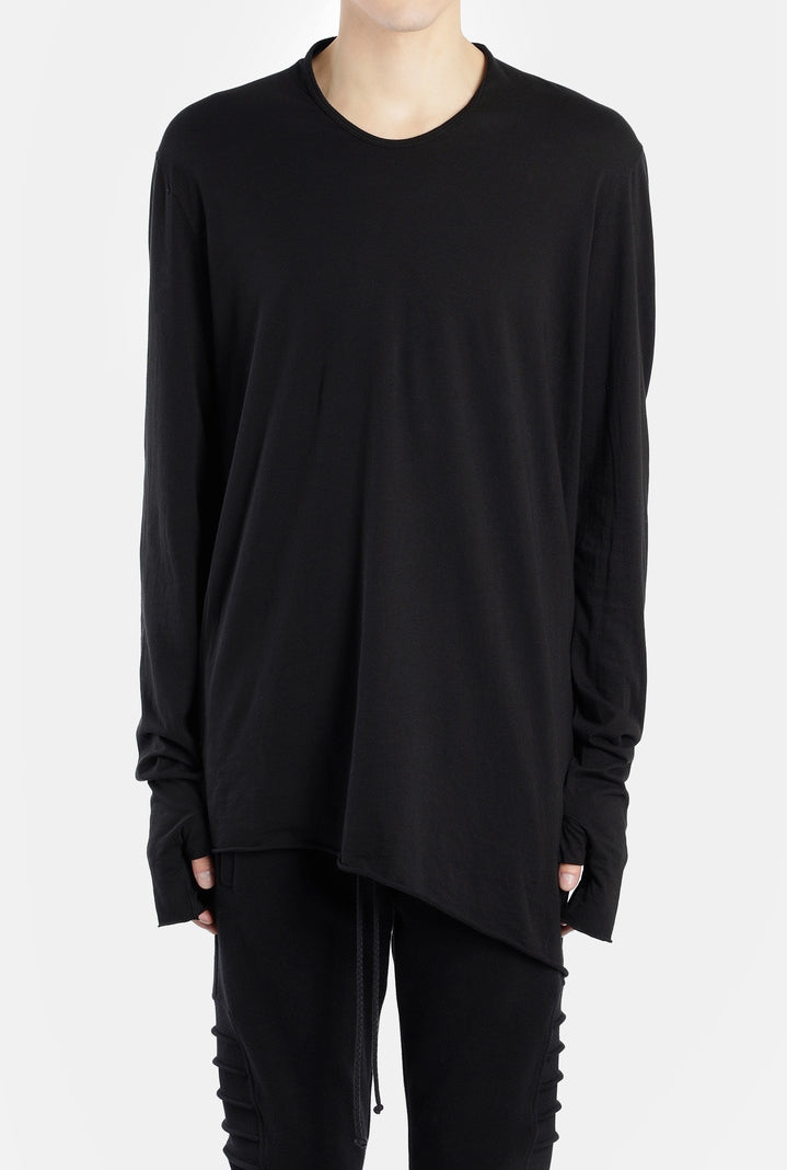 Men's Black Rooms Basic Long Sleeve Gloves Tee // Asymmetric Zip Closure // Gloves Sleeve // Sweatshirt - Ofelya Boutique