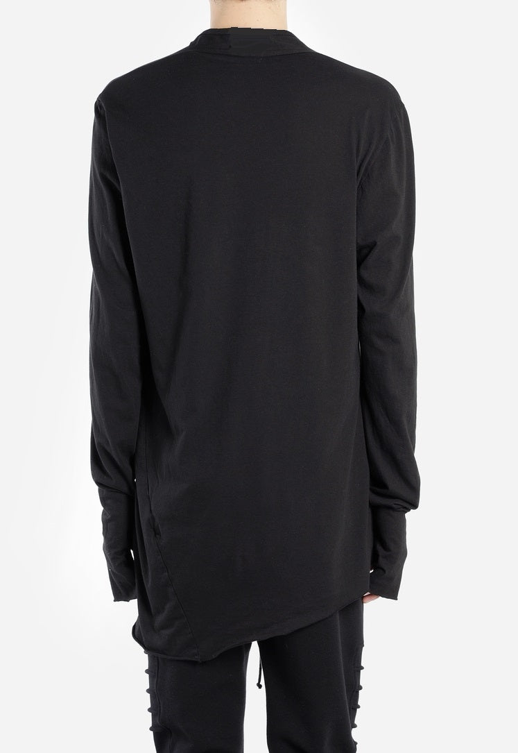 Men's Black Rooms Basic Long Sleeve Gloves Tee // Asymmetric Zip Closure // Gloves Sleeve // Sweatshirt - Ofelya Boutique