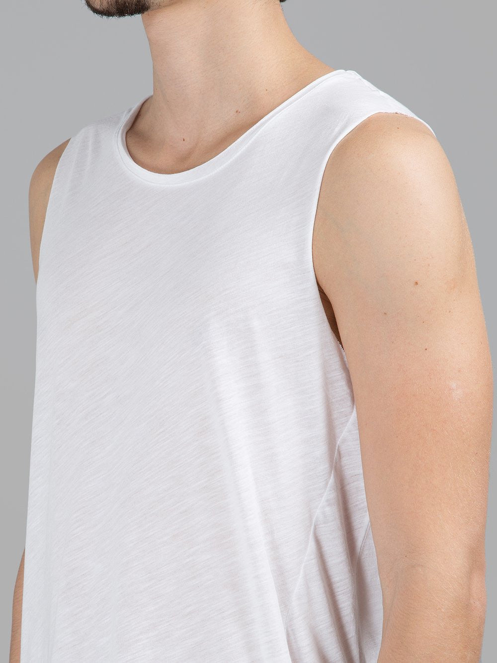 Men's Asymmetric Tshirt / Extended Essential Sleeveless Round Neck Long Tee - Ofelya Boutique
