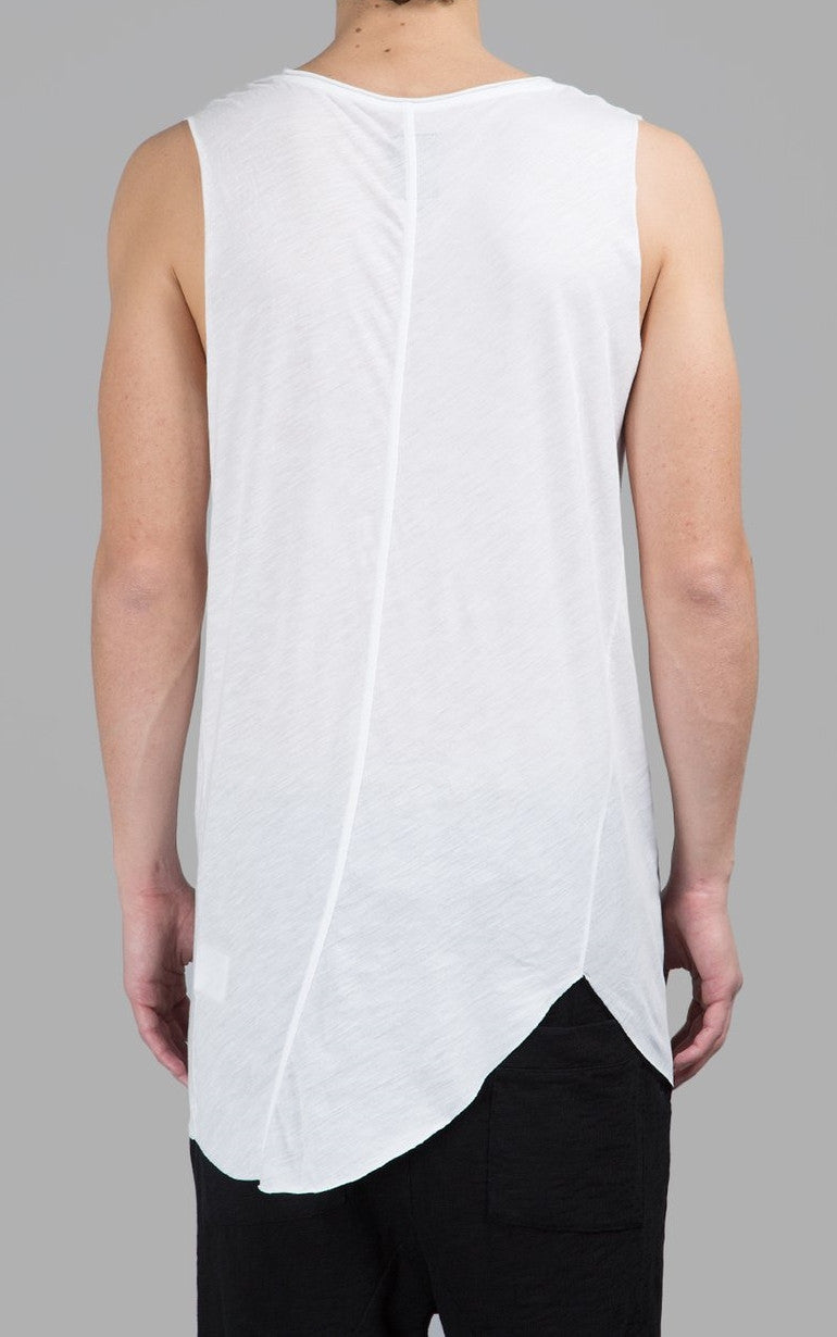 Men's Asymmetric Tshirt / Extended Essential Sleeveless Round Neck Long Tee - Ofelya Boutique