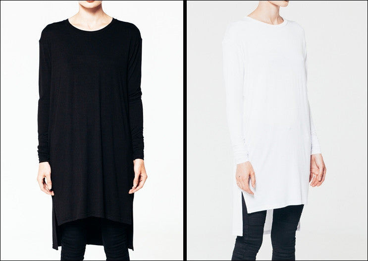 Women Overlong Drop Back Under T-shirt with Centre Back Seam - Ofelya Boutique
