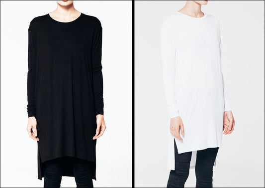 Women Overlong Drop Back Under T-shirt with Centre Back Seam - Ofelya Boutique