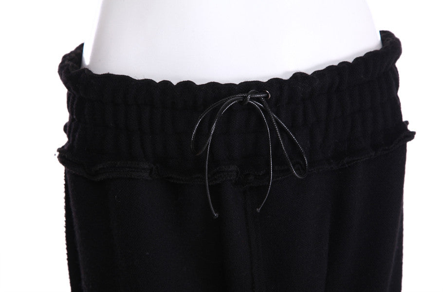 High Waisted Drop Crotch Lace Waist Combed Cotton Casual Pants Harem Pants - Ofelya Boutique