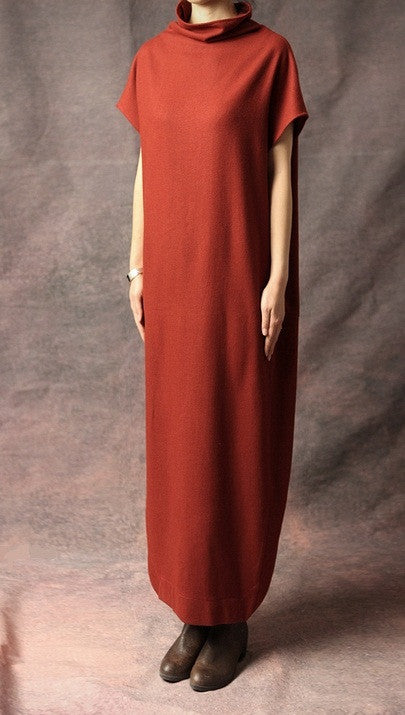 Original Design Red,Black,Grey Swallowtail Loose Stretch Cotton WoolBlend Theatrical Kaftan Dress - Ofelya Boutique