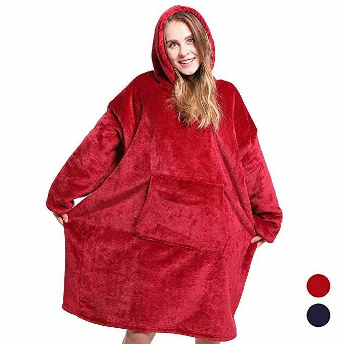 Winter Warm Hoodie Blanket Pocket Big Soft Robe Bathrobe Pullover