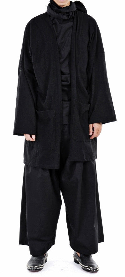 Japanese Oversized 3/4 Sleeve Samurai Long Cotton Jersey Cardigan Kimono jacket - Ofelya Boutique